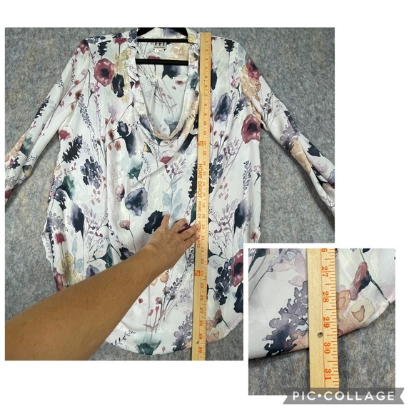 Haute Hippie Watercolor Floral Dreamy Mature Flowy Feminine Silk Blouse - Sz L - Picture 15 of 15